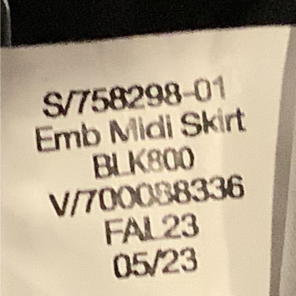 Banana Republic Factory Black Embroidered Midi Skirt Size 6 Linen Blend - Picture 13 of 13